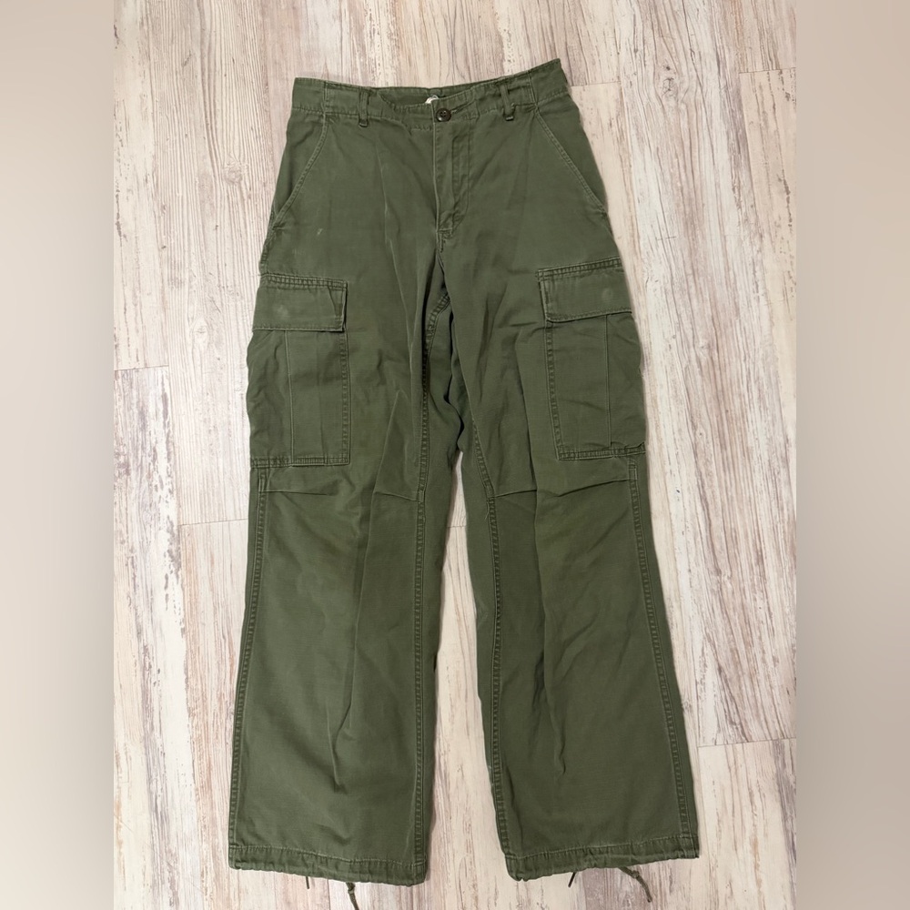 Vintage 60s 70s Military Poplin Jungle Combat Cargo Pants OG-107 Size X-Small